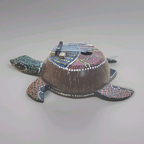 Hand Carved Aboriginal Dot Painted Sea Turtle Thumb Piano Karimba - Picture 2 of 8